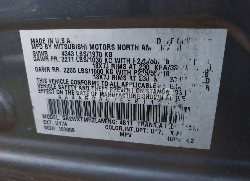 Photo 13 of 2014 Mitsubishi Outlander SPORT ES (VIN 4A4AR3AU7EE014283)