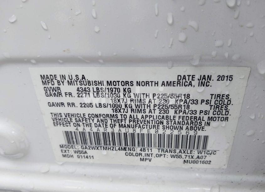 Photo 9 of 2015 Mitsubishi Outlander SPORT ES (VIN 4A4AR3AU8FE022569)