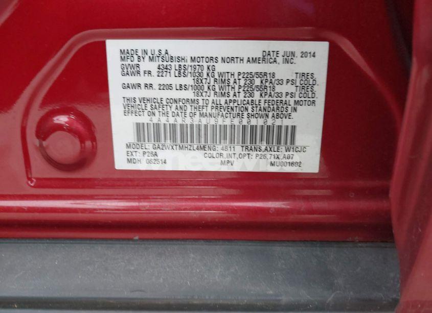 Photo 9 of 2015 Mitsubishi Outlander SPORT ES (VIN 4A4AR3AU9FE001021)