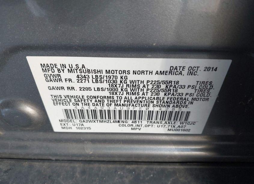 Photo 9 of 2015 Mitsubishi Outlander SPORT ES (VIN 4A4AR3AU9FE014285)