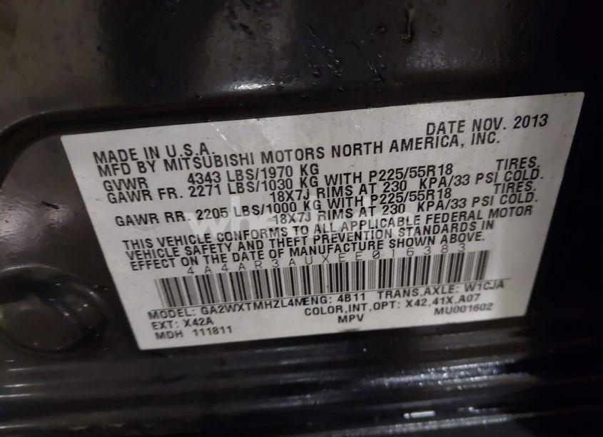 Photo 9 of 2014 Mitsubishi Outlander SPORT ES (VIN 4A4AR3AUXEE016383)