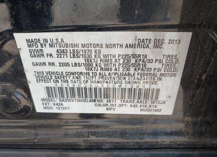 Photo 9 of 2014 Mitsubishi Outlander SPORT ES (VIN 4A4AR3AUXEE019042)