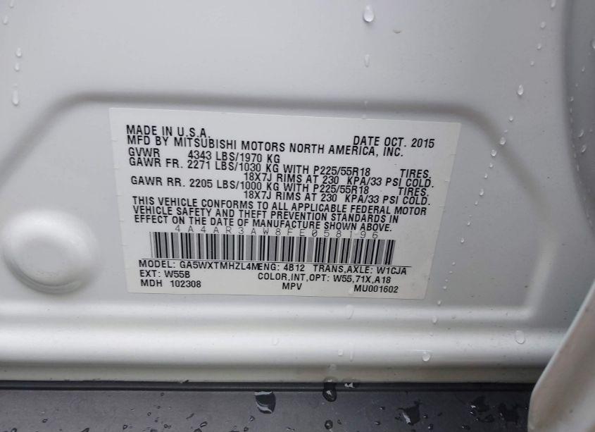 Photo 9 of 2015 Mitsubishi Outlander SPORT ES (VIN 4A4AR3AW8FE058196)