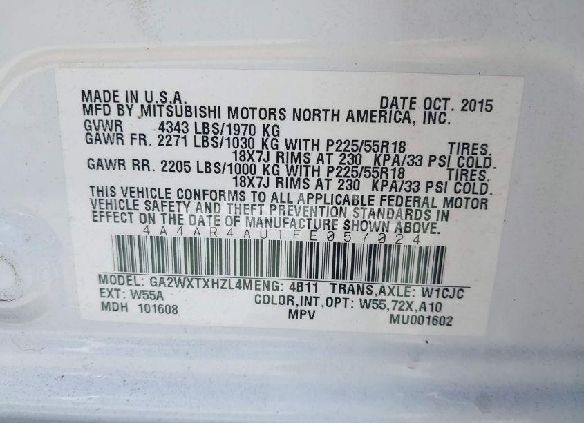 Photo 9 of 2015 Mitsubishi Outlander SPORT SE (VIN 4A4AR4AU1FE057024)