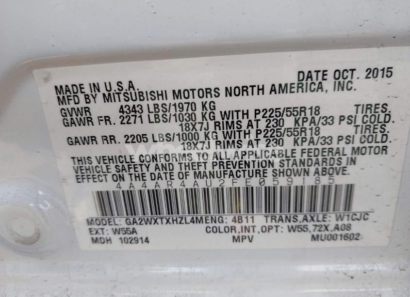 Photo 9 of 2015 Mitsubishi Outlander SPORT SE (VIN 4A4AR4AU2FE059185)