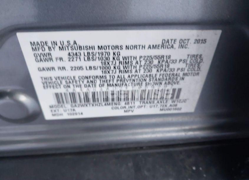 Photo 9 of 2015 Mitsubishi Outlander SPORT SE (VIN 4A4AR4AU2FE059297)