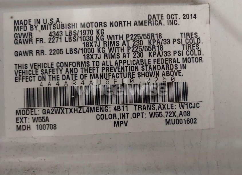 Photo 9 of 2015 Mitsubishi Outlander SPORT SE (VIN 4A4AR4AU5FE012250)