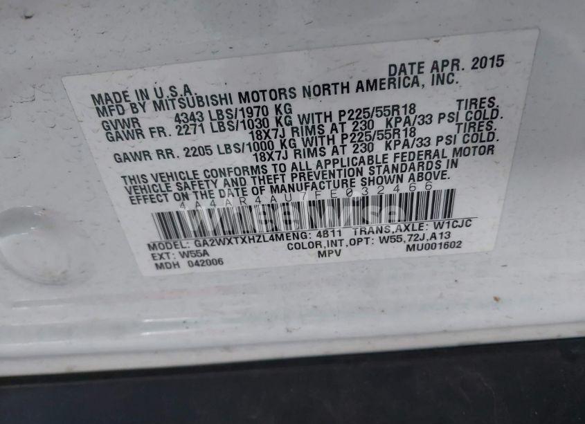 Photo 9 of 2015 Mitsubishi Outlander SPORT SE (VIN 4A4AR4AU7FE032466)