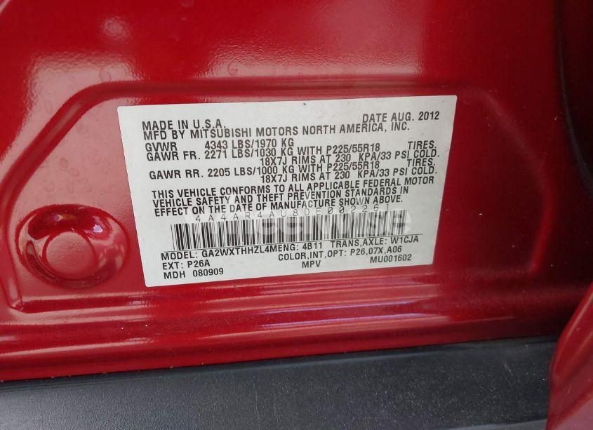 Photo 9 of 2013 Mitsubishi Outlander SPORT SE (VIN 4A4AR4AU8DE002261)