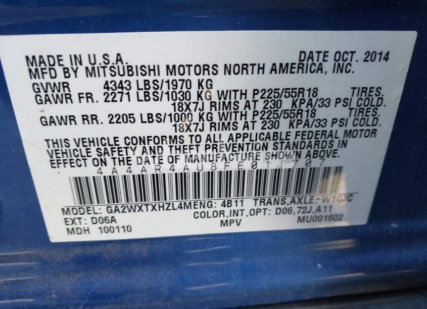 Photo 9 of 2015 Mitsubishi Outlander SPORT SE (VIN 4A4AR4AU8FE011707)