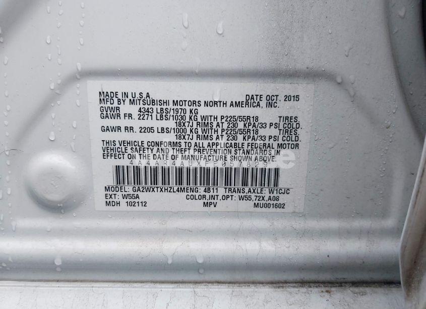 Photo 9 of 2015 Mitsubishi Outlander SPORT SE (VIN 4A4AR4AUXFE057829)