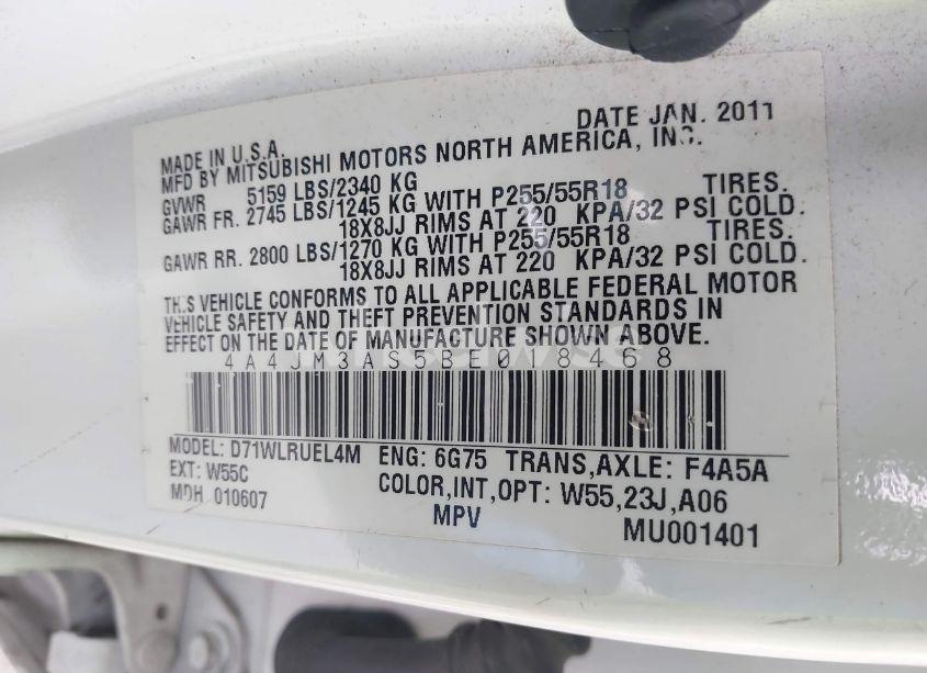 Photo 9 of 2011 Mitsubishi Endeavor SE (VIN 4A4JM3AS5BE018468)