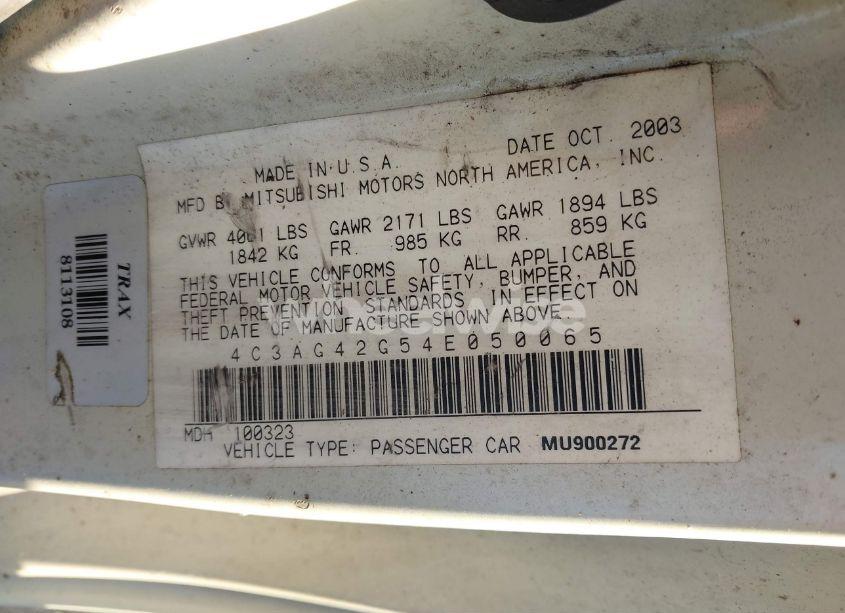 Photo 9 of 2004 Chrysler Sebring (VIN 4C3AG42G54E050065)