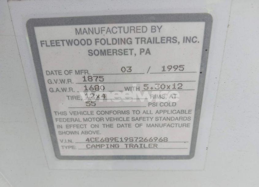 Photo 9 of 1995 Fleetwood Royale POP UP CAMPER (VIN 4CE689E19S7266968)