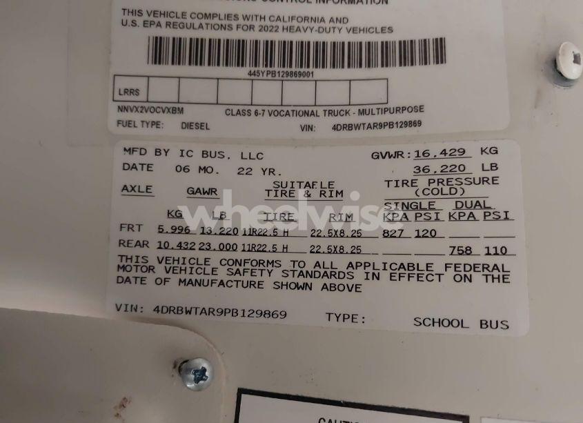 Photo 9 of 2023 Ic Corporation 3000 RE (VIN 4DRBWTAR9PB129869)