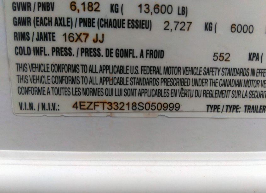 Photo 9 of 2008 Travel Trailer (VIN 4EZFT33218S050999)