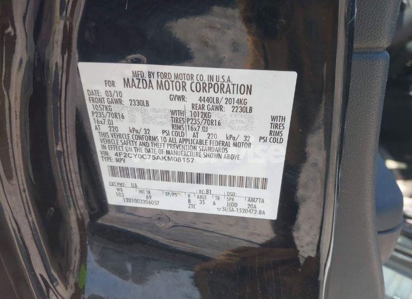 Photo 9 of 2010 Mazda Tribute I GRAND TOURING (VIN 4F2CY0C75AKM08157)