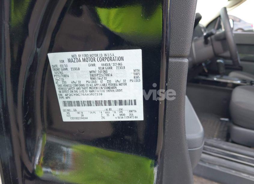 Photo 9 of 2010 Mazda Tribute I SPORT (VIN 4F2CY0C76AKM07339)