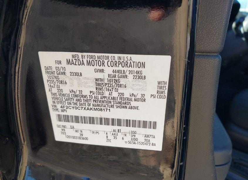 Photo 9 of 2010 Mazda Tribute (VIN 4F2CY0C7XAKM08171)