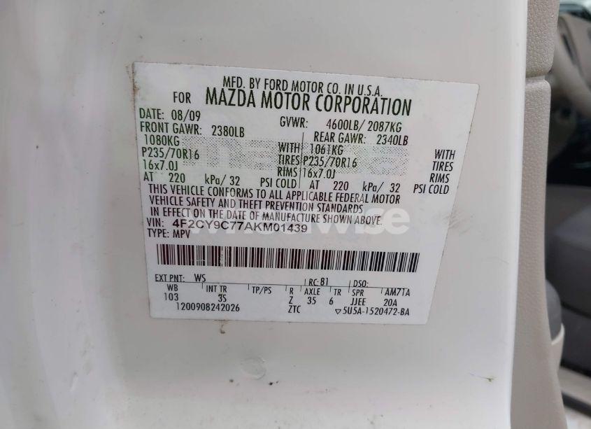 Photo 9 of 2010 Mazda Tribute I SPORT (VIN 4F2CY9C77AKM01439)