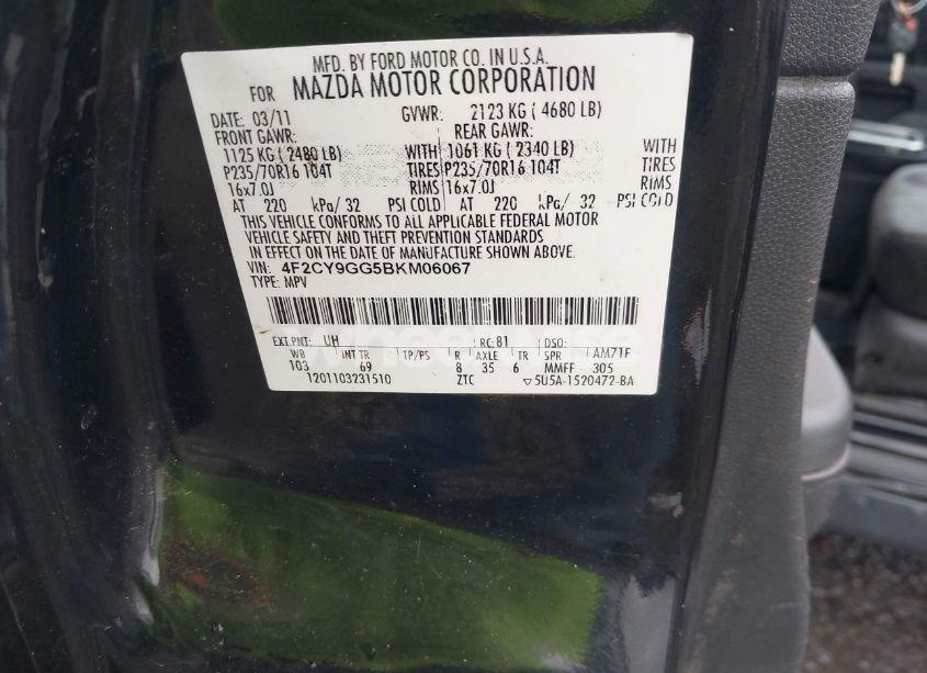 Photo 9 of 2011 Mazda Tribute S GRAND TOURING (VIN 4F2CY9GG5BKM06067)