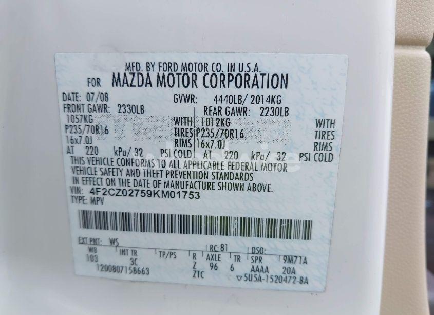 Photo 9 of 2009 Mazda Tribute I SPORT (VIN 4F2CZ02759KM01753)