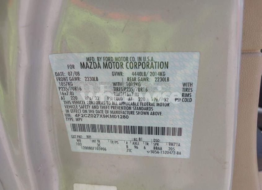 Photo 9 of 2009 Mazda Tribute I TOURING (VIN 4F2CZ027X9KM01280)