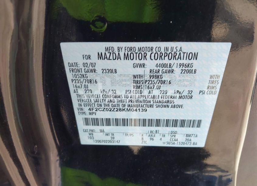 Photo 9 of 2008 Mazda Tribute I TOURING (VIN 4F2CZ02Z28KM04139)