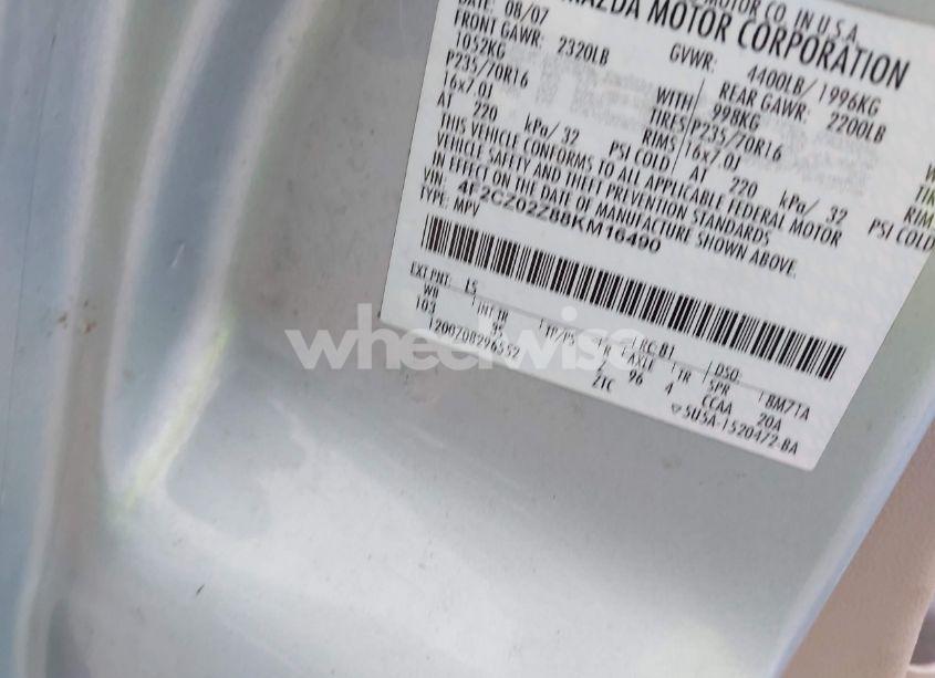 Photo 9 of 2008 Mazda Tribute I TOURING (VIN 4F2CZ02Z88KM16490)