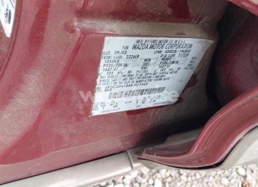 Photo 9 of 2004 Mazda Tribute LX V6 (VIN 4F2CZ04104KM17442)