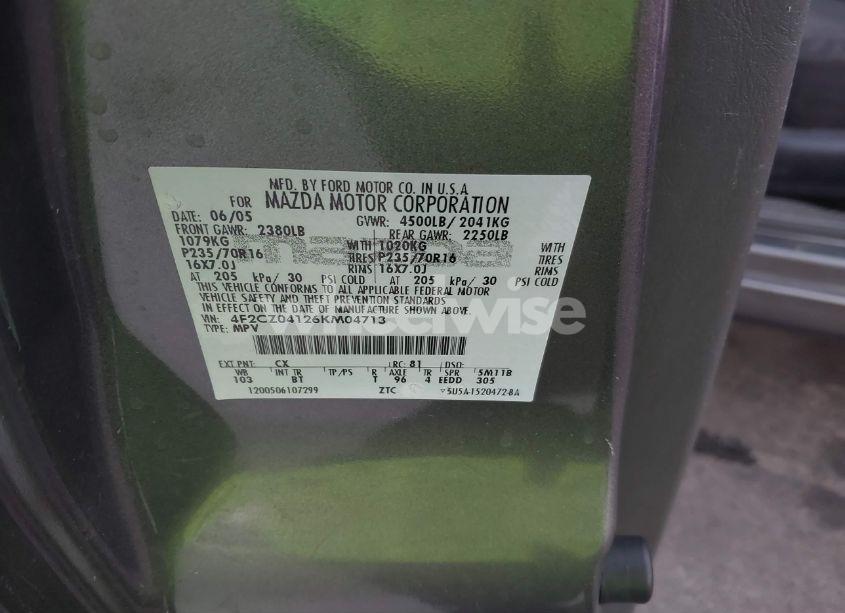 Photo 9 of 2006 Mazda Tribute S (VIN 4F2CZ04126KM04713)