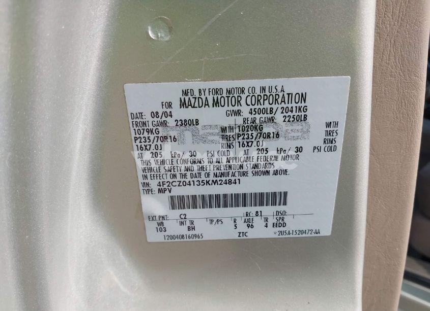 Photo 9 of 2005 Mazda Tribute S (VIN 4F2CZ04135KM24841)