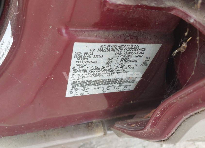 Photo 9 of 2003 Mazda Tribute ES V6 (VIN 4F2CZ06103KM12933)