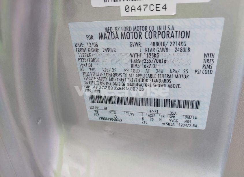 Photo 9 of 2009 Mazda Tribute HYBRID GRAND TOURING (VIN 4F2CZ59329KM06702)