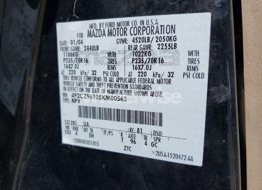 Photo 9 of 2005 Mazda Tribute S (VIN 4F2CZ96105KM00563)