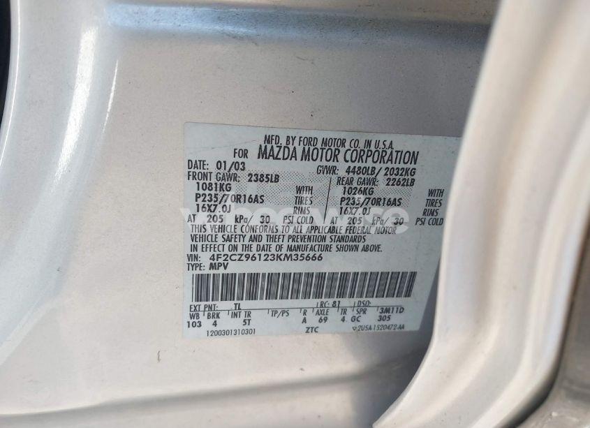 Photo 9 of 2003 Mazda Tribute ES V6 (VIN 4F2CZ96123KM35666)