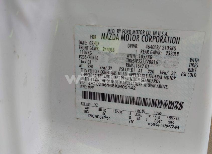 Photo 9 of 2008 Mazda Tribute S GRAND TOURING (VIN 4F2CZ96168KM05142)