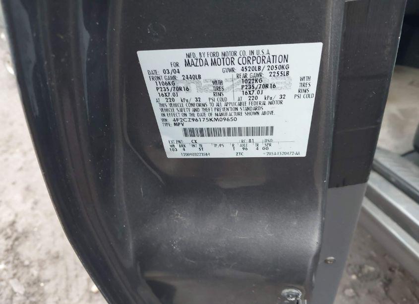 Photo 9 of 2005 Mazda Tribute S (VIN 4F2CZ96175KM09650)