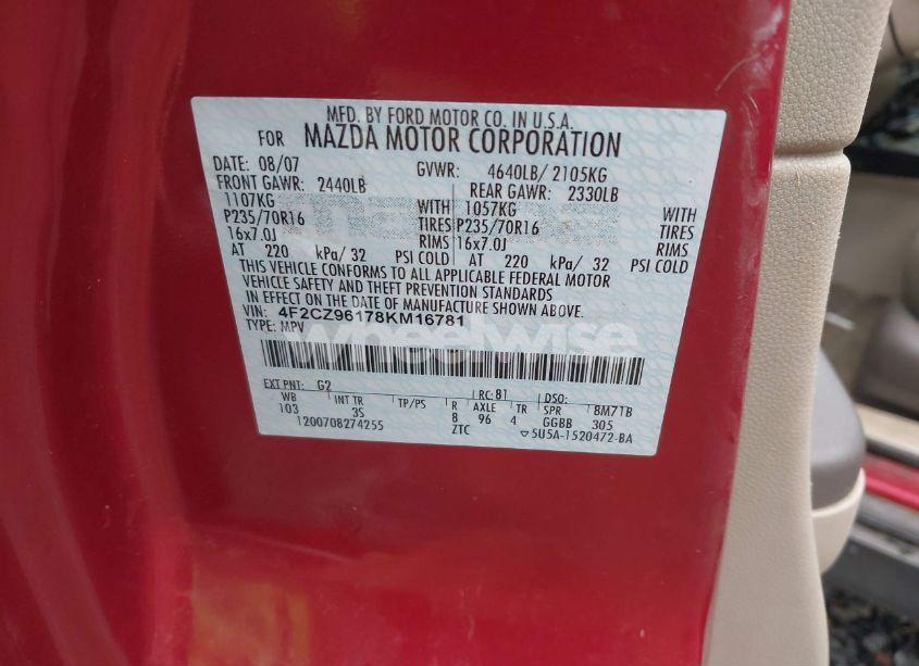 Photo 9 of 2008 Mazda Tribute S TOURING (VIN 4F2CZ96178KM16781)