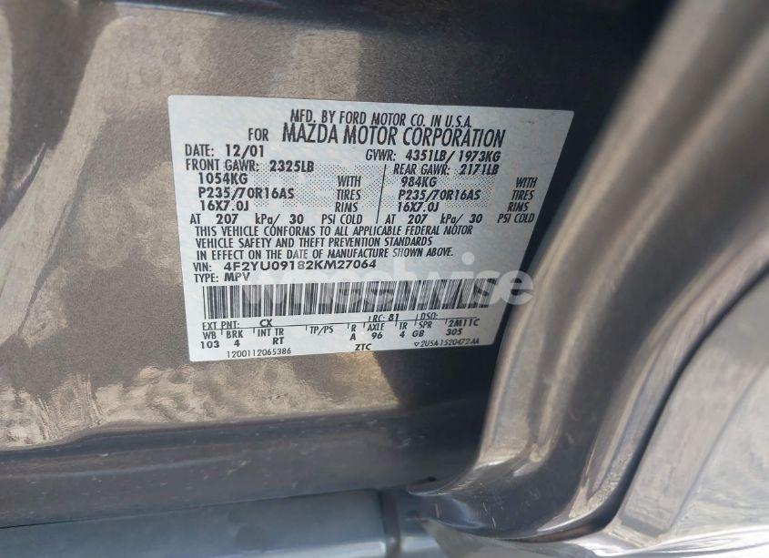 Photo 9 of 2002 Mazda Tribute ES V6/LX V6 (VIN 4F2YU09182KM27064)