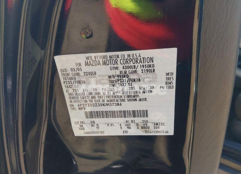 Photo 9 of 2005 Mazda Tribute I (VIN 4F2YZ02Z35KM57384)