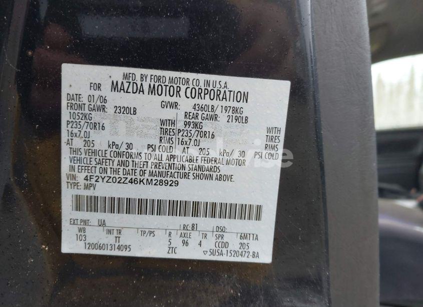 Photo 9 of 2006 Mazda Tribute I (VIN 4F2YZ02Z46KM28929)