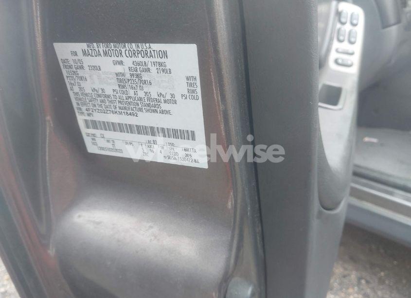 Photo 9 of 2006 Mazda Tribute I (VIN 4F2YZ02Z76KM18492)