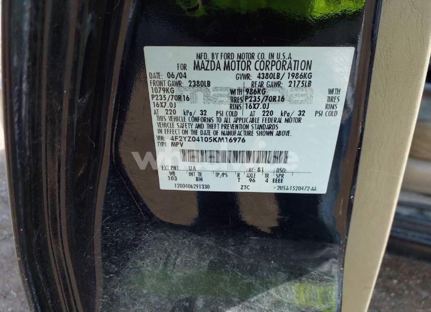 Photo 9 of 2005 Mazda Tribute S (VIN 4F2YZ04105KM16976)