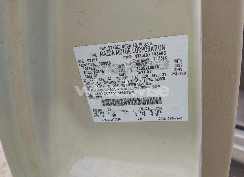 Photo 9 of 2005 Mazda Tribute S (VIN 4F2YZ04155KM08890)