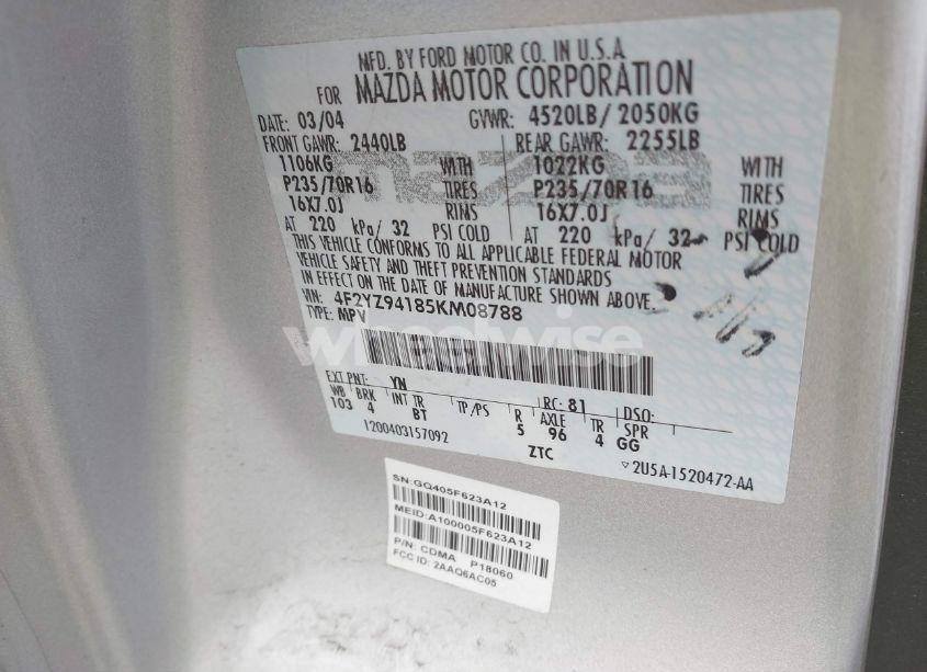 Photo 9 of 2005 Mazda Tribute S (VIN 4F2YZ94185KM08788)