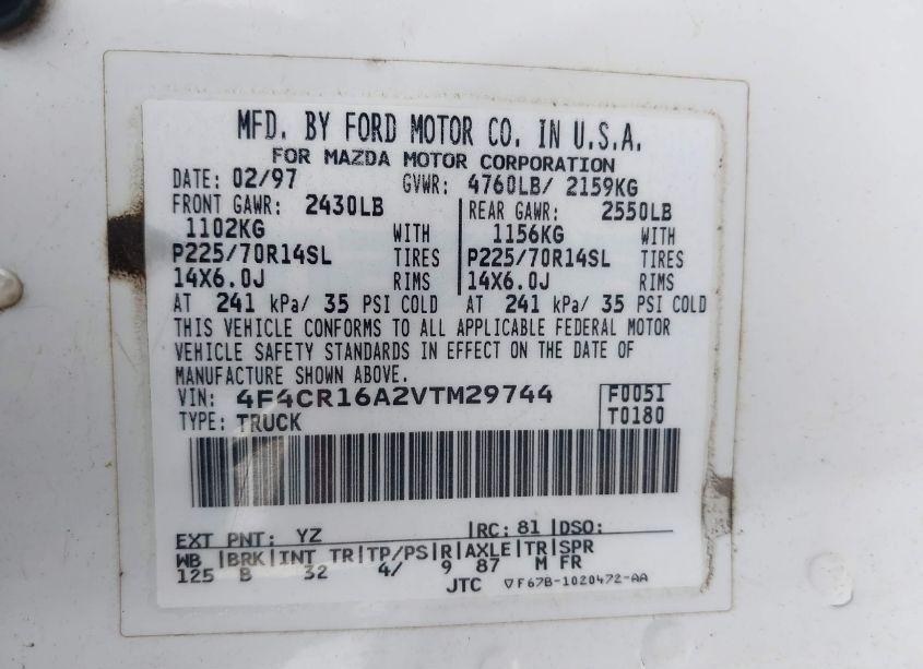 Photo 9 of 1997 Mazda B2300 SE (VIN 4F4CR16A2VTM29744)