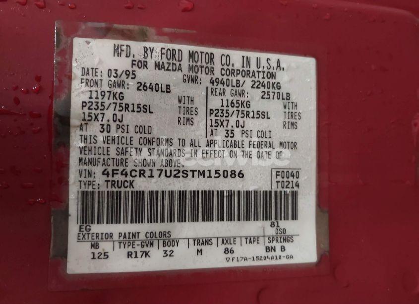 Photo 9 of 1995 Mazda B3000 CAB PLUS (VIN 4F4CR17U2STM15086)