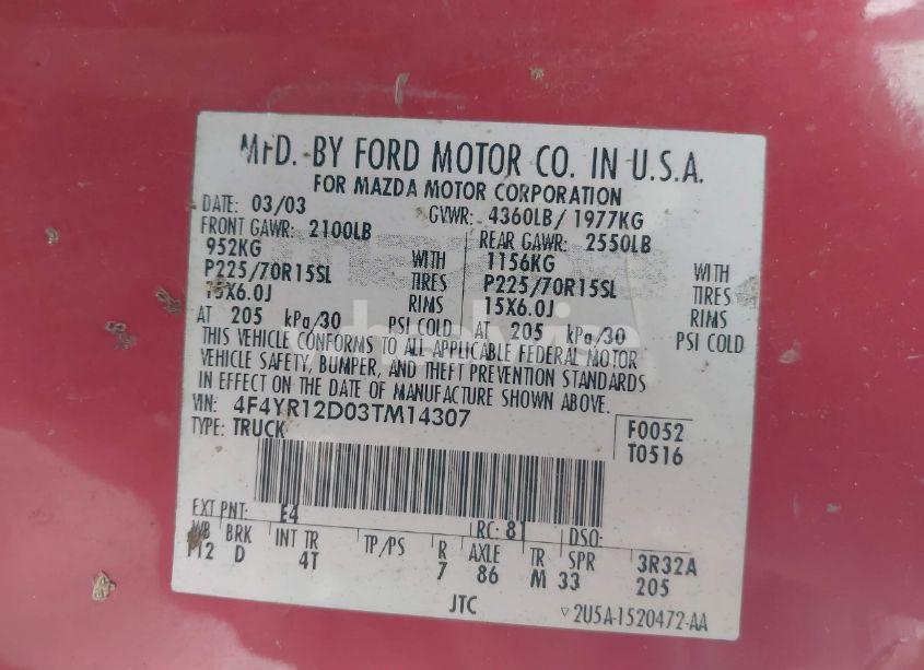 Photo 9 of 2003 Mazda B2300 N/A (VIN 4F4YR12D03TM14307)