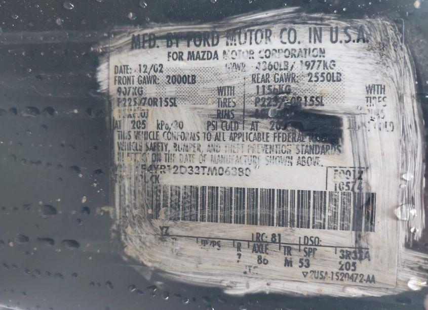 Photo 9 of 2003 Mazda B2300 N/A (VIN 4F4YR12D33TM06380)